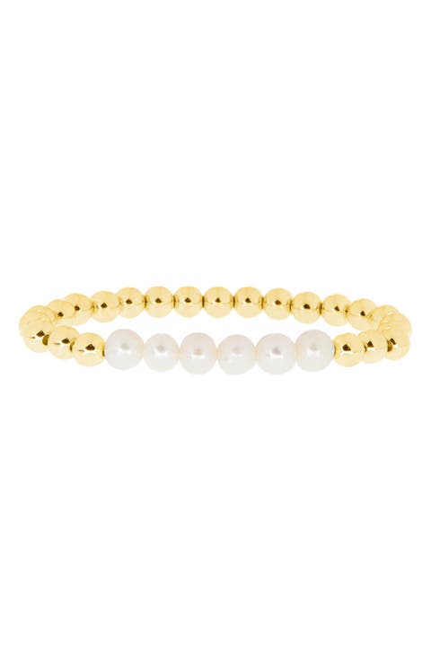 Millie Faux Pearl & Bead Stretch Bracelet