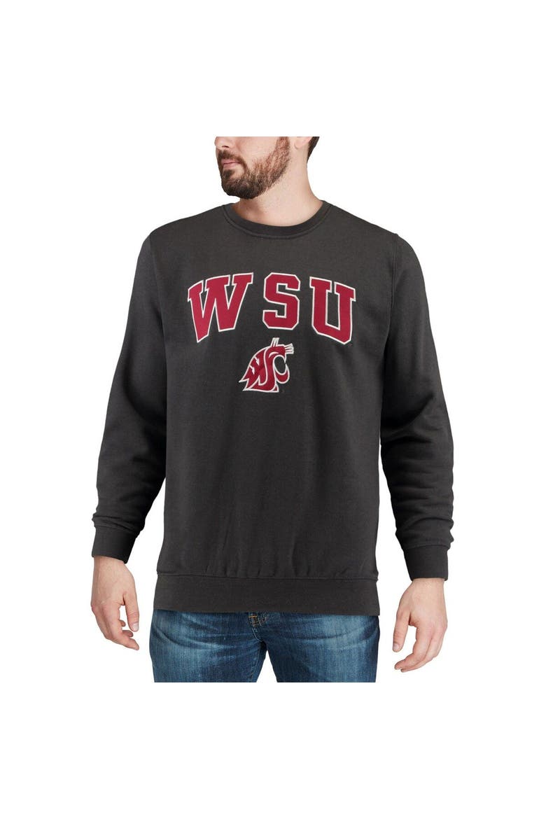 Men's Colosseum Charcoal Washington State Cougars Arch & Logo Crew Neck Sweatshirt, Alternate, color, Charcoal