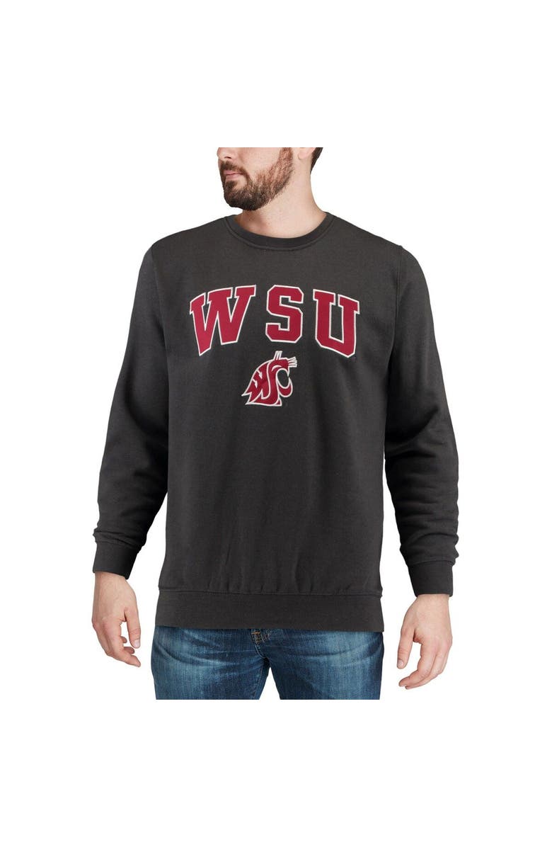 COLOSSEUM Men's Colosseum Charcoal Washington State Cougars Arch & Logo Crew Neck Sweatshirt, Alternate, color, Charcoal