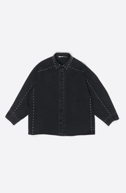 Bimba Y Lola Studded Denim Shirt In Black