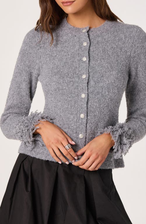 Astr The Label Fringe Sleeve Cardigan In Gray