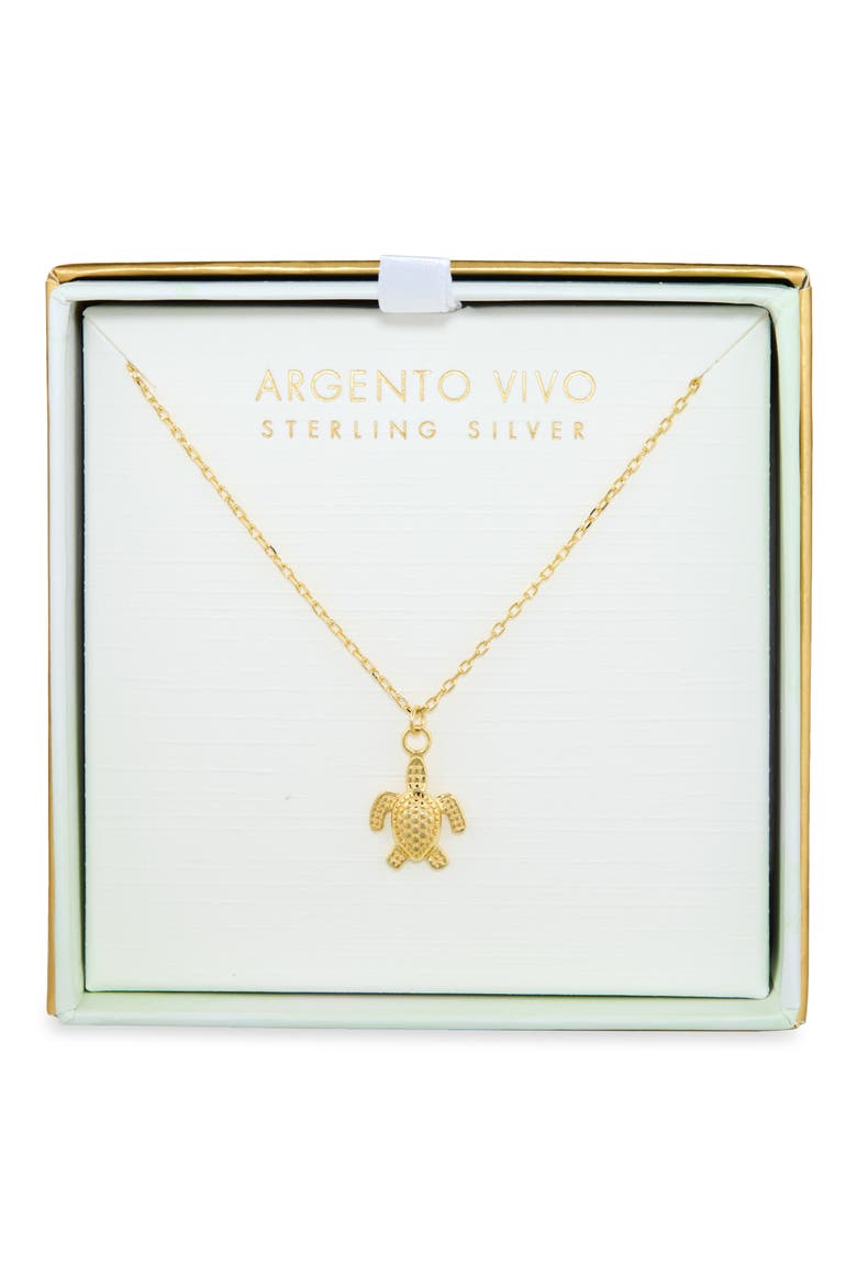 Turtle Charm Necklace, Main, color, GOLD