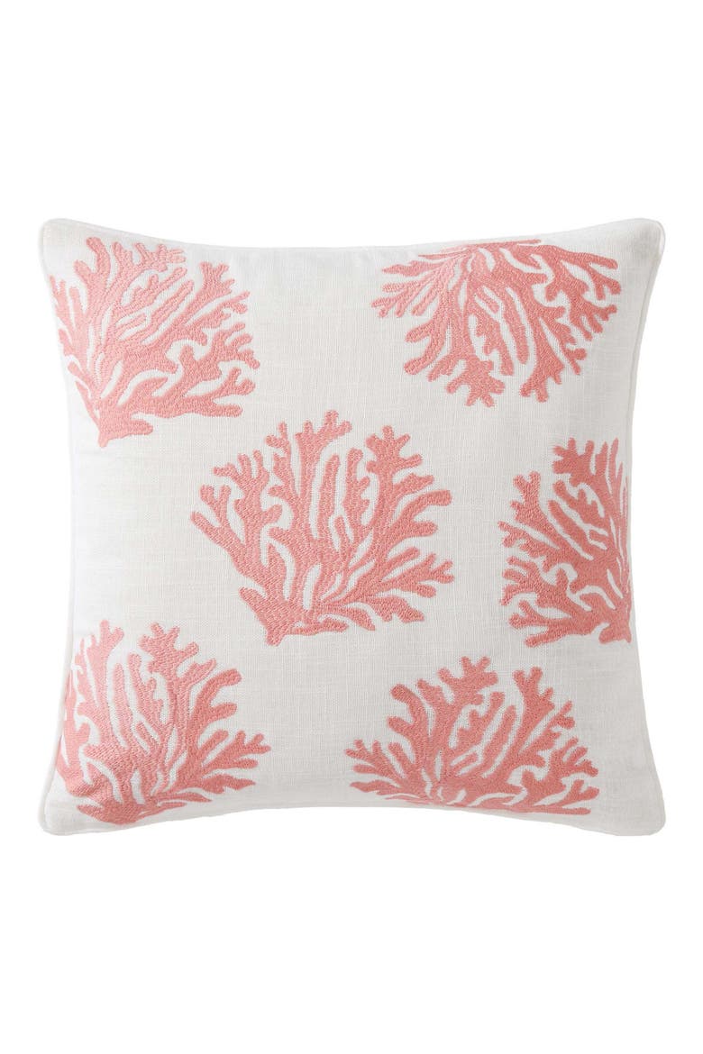 Coral Island Square Throw Pillow, Main, color, LIGHT CORAL