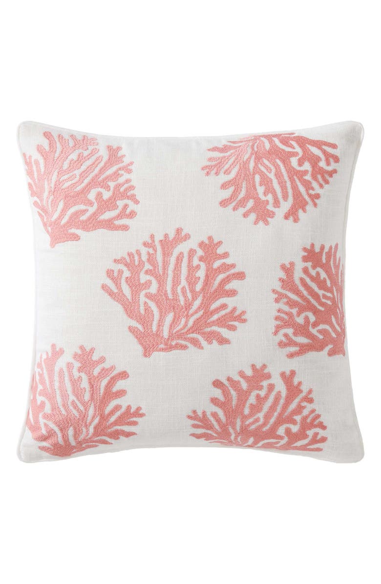 Tommy Bahama Coral Island Square Throw Pillow, Main, color, Light Coral