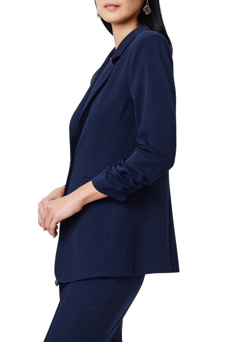 Avenue Scrunch Sleeve Blazer, Alternate, color, DARK INDIGO