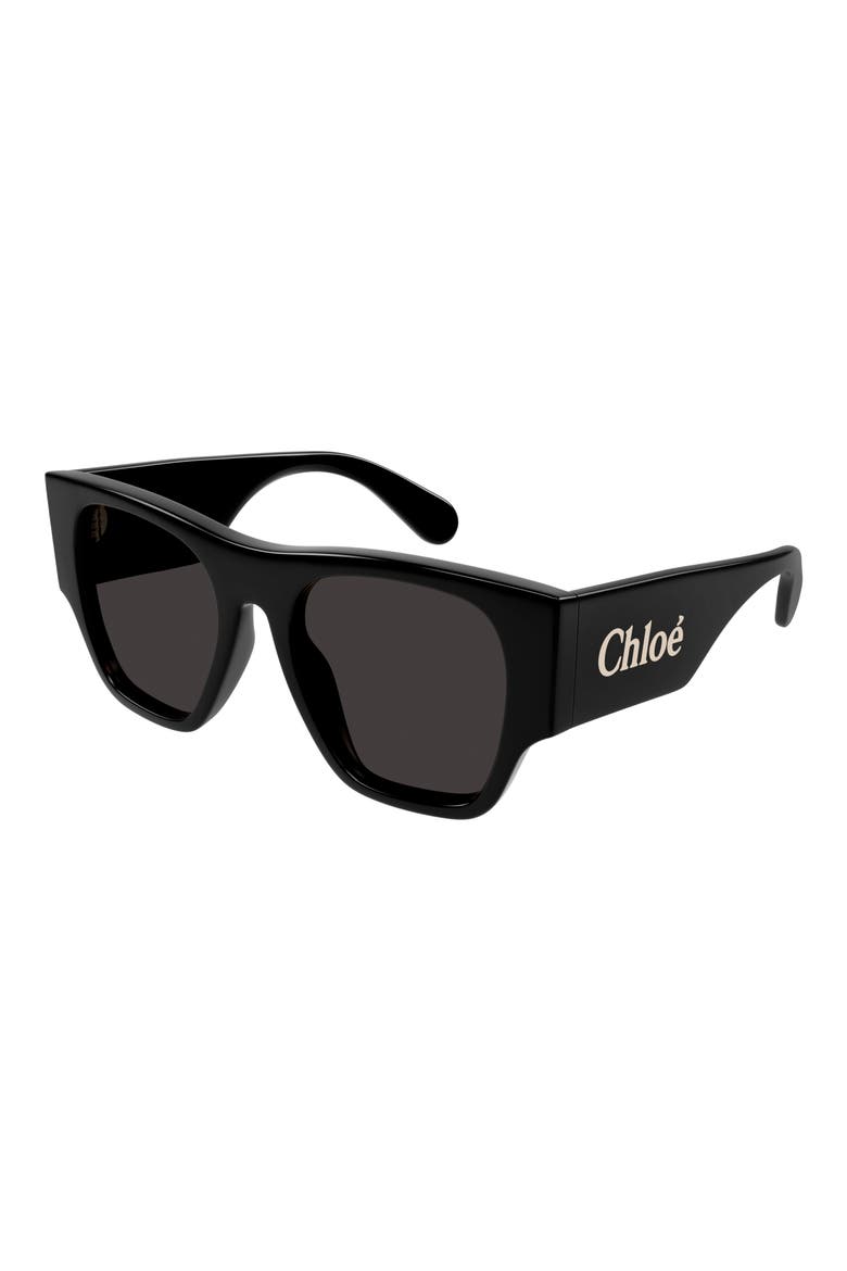 53mm Rounded Square Sunglasses, Alternate, color, BLACK
