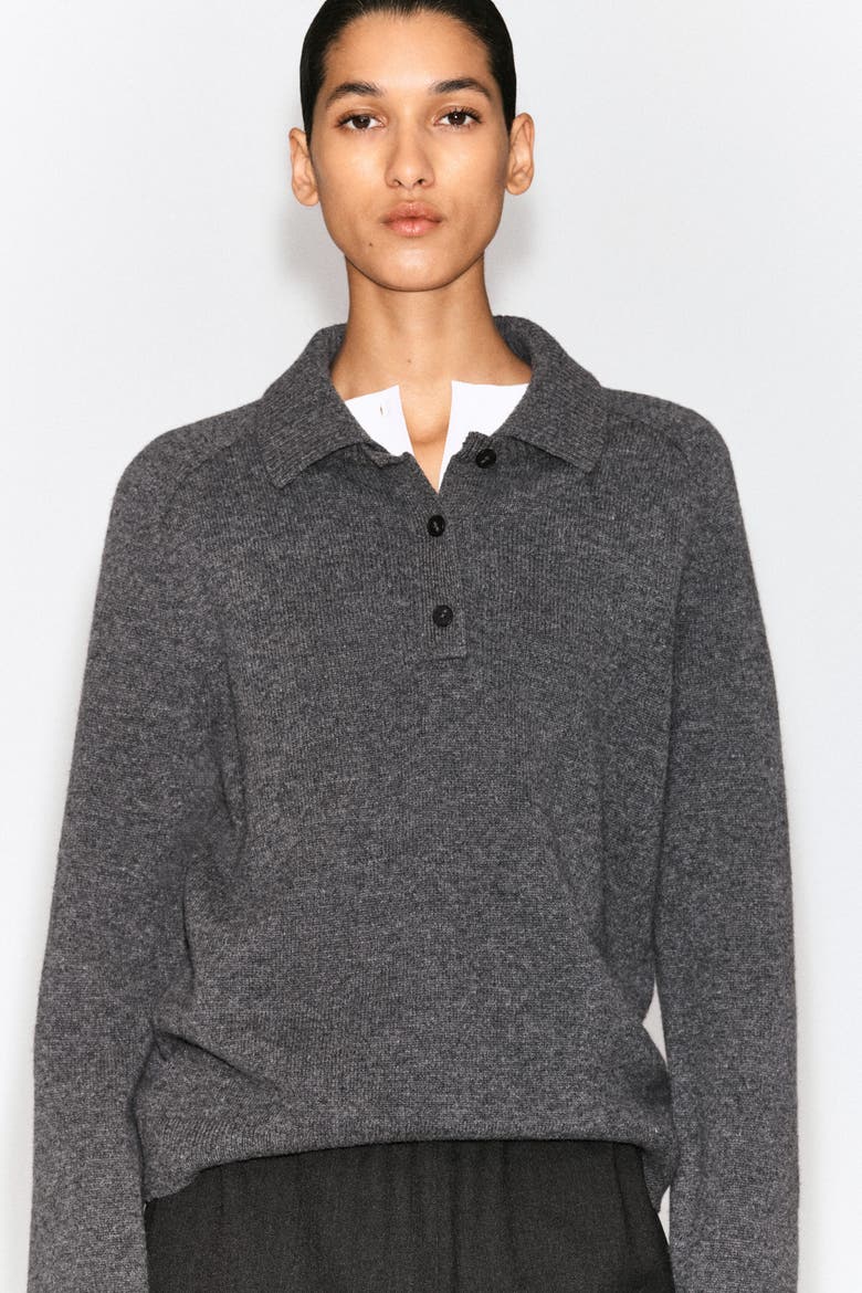 Merino Wool Polo Shirt, Alternate, color, GRAY MÉLANGE