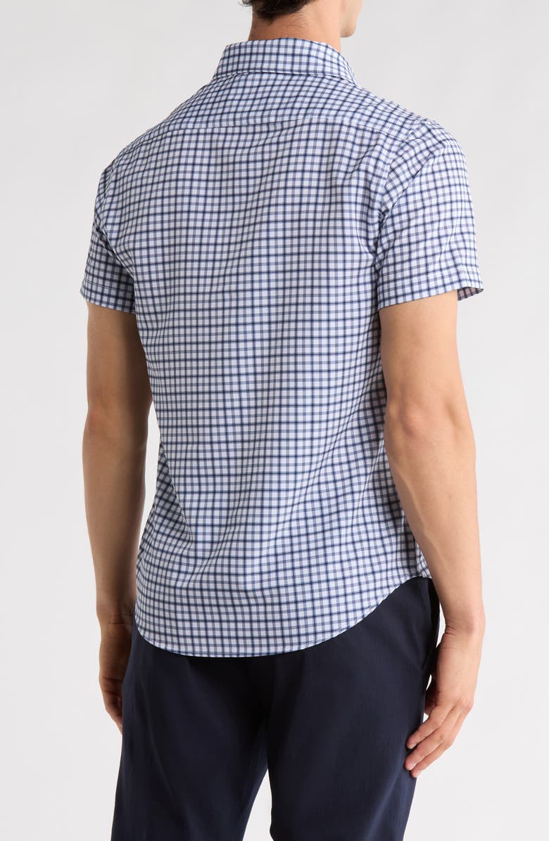 DENIM AND FLOWER Plaid Print Performance Button-Up Shirt, Alternate, color, White