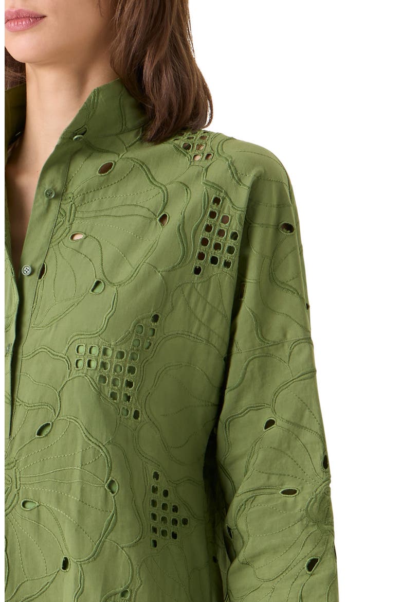 Flower Eyelet Cotton Poplin Shift Dress, Alternate, color, GREEN TEA