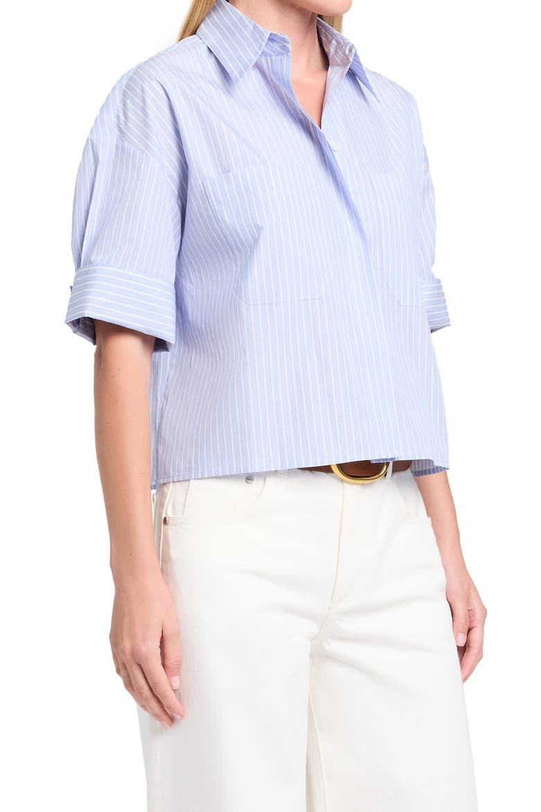 My Newest Mistake Pinstripe Button-Up Shirt, Alternate, color, BLUE HAVEN / WHITE