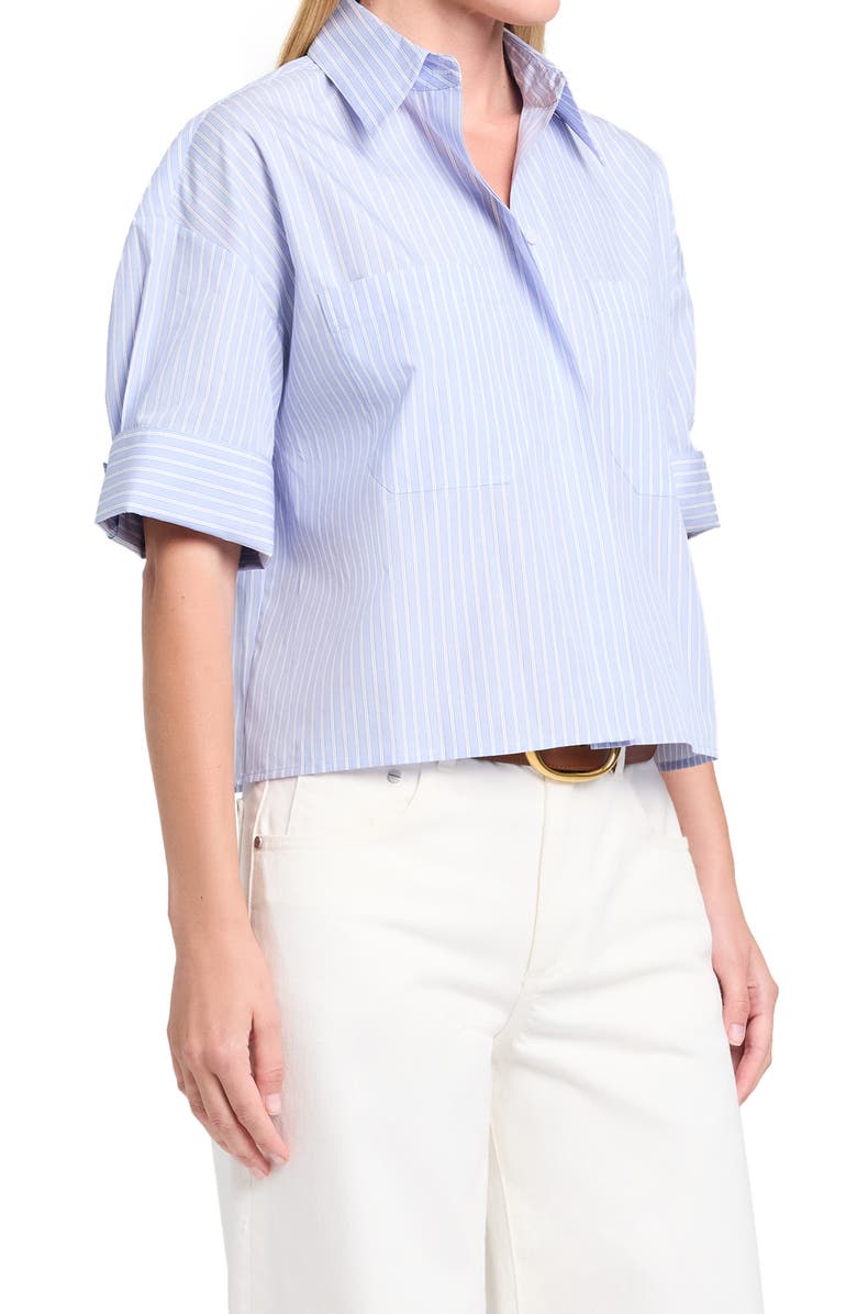 TWP My Newest Mistake Pinstripe Button-Up Shirt, Alternate, color, Blue Haven / White