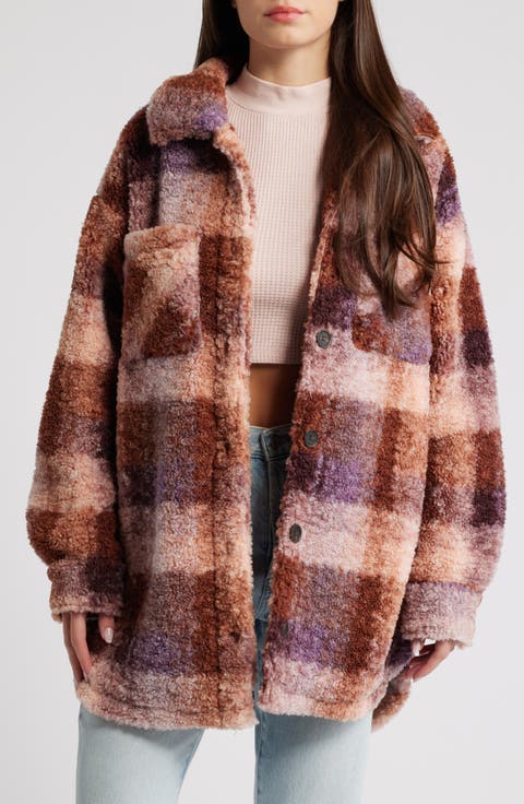 Plaid Fleece Shirt Jacket