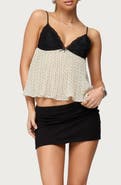 EDIKTED Rhian Lace Trim Pleated Babydoll Top