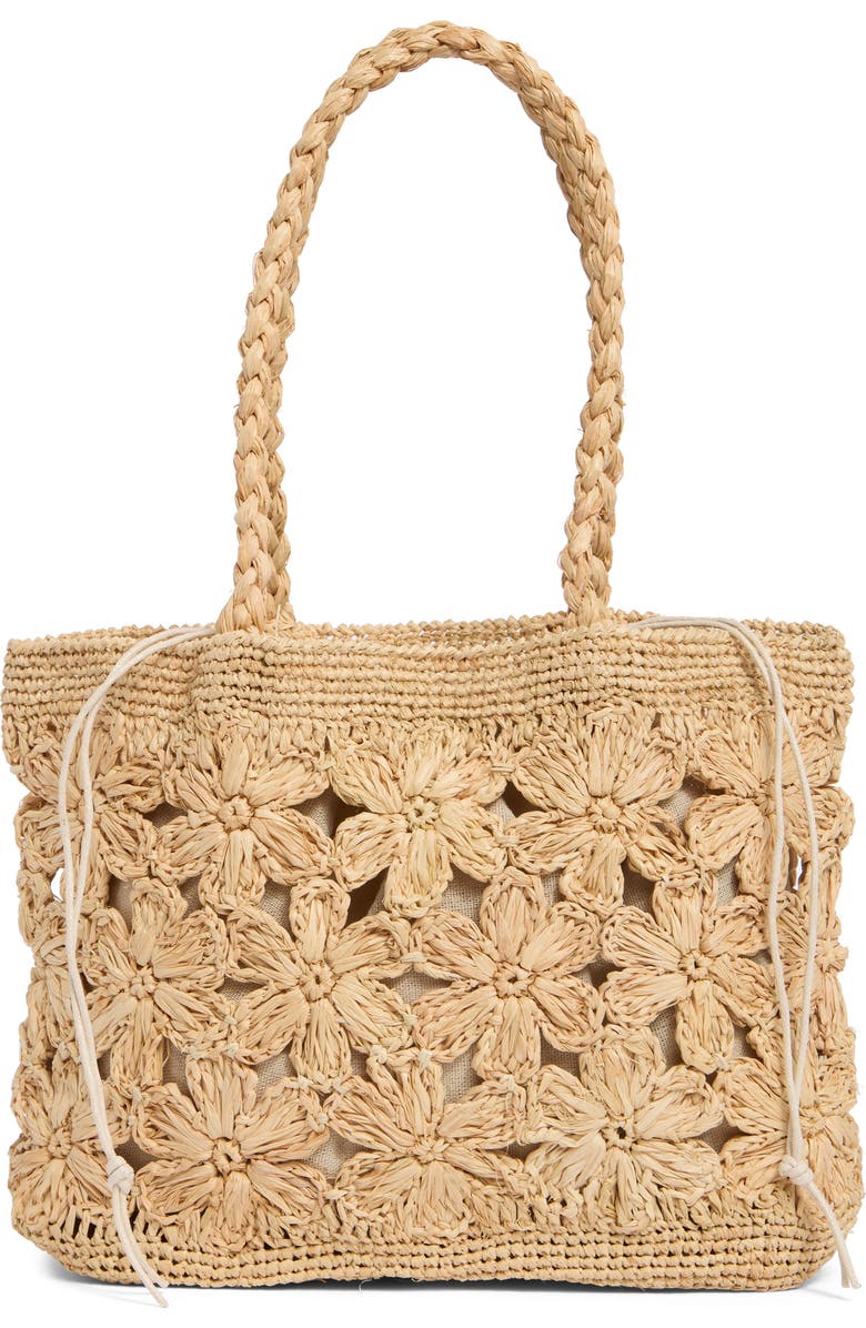 URBAN EXPRESSIONS HANDBAGS Raffia Tote, Main, color, Cream