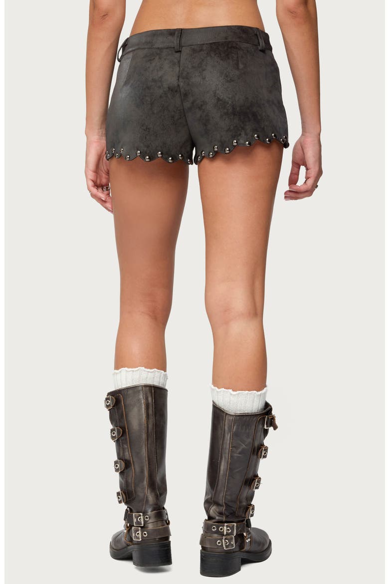 Zarina Studded Faux Suede Shorts, Alternate, color, BLACK