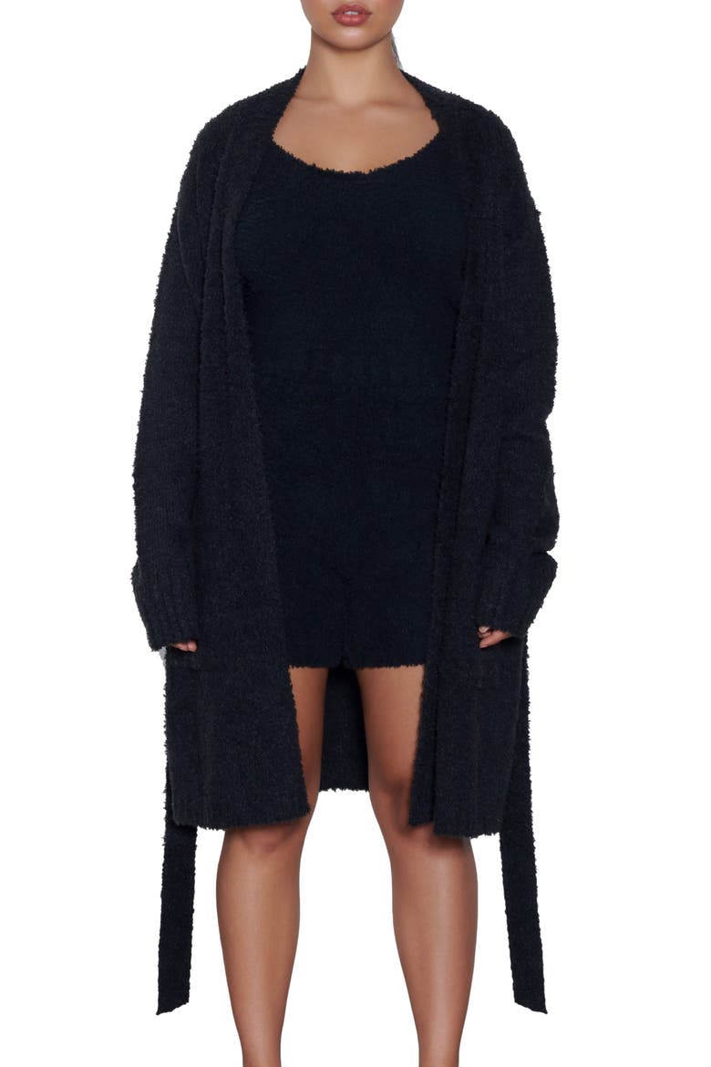 Cozy Short Robe, Main, color, ONYX