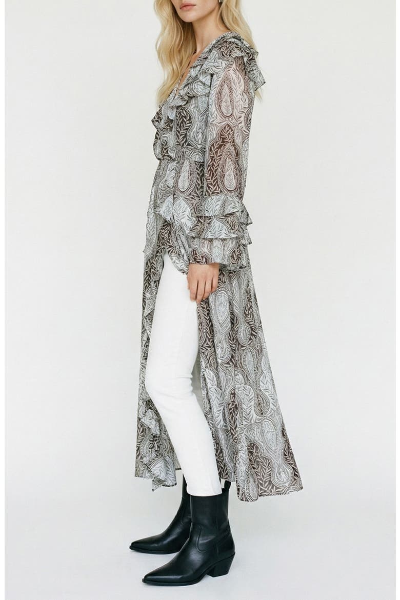 Tara Leaf Print Button Front Longline Cardigan, Alternate, color, SKYWRITING AOPTAMMY