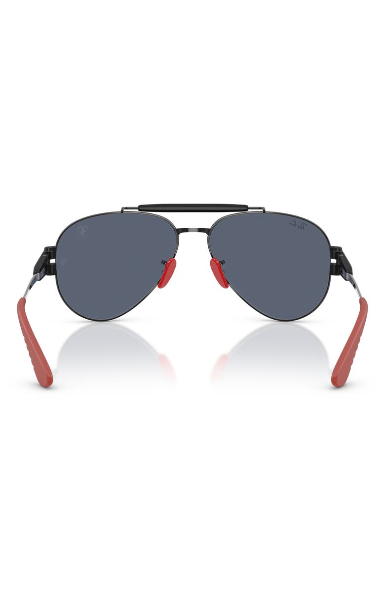 Ray-Ban x Scuderia Ferrari 58mm Phantos Pilot Sunglasses, Alternate, color, Black / Dark Grey