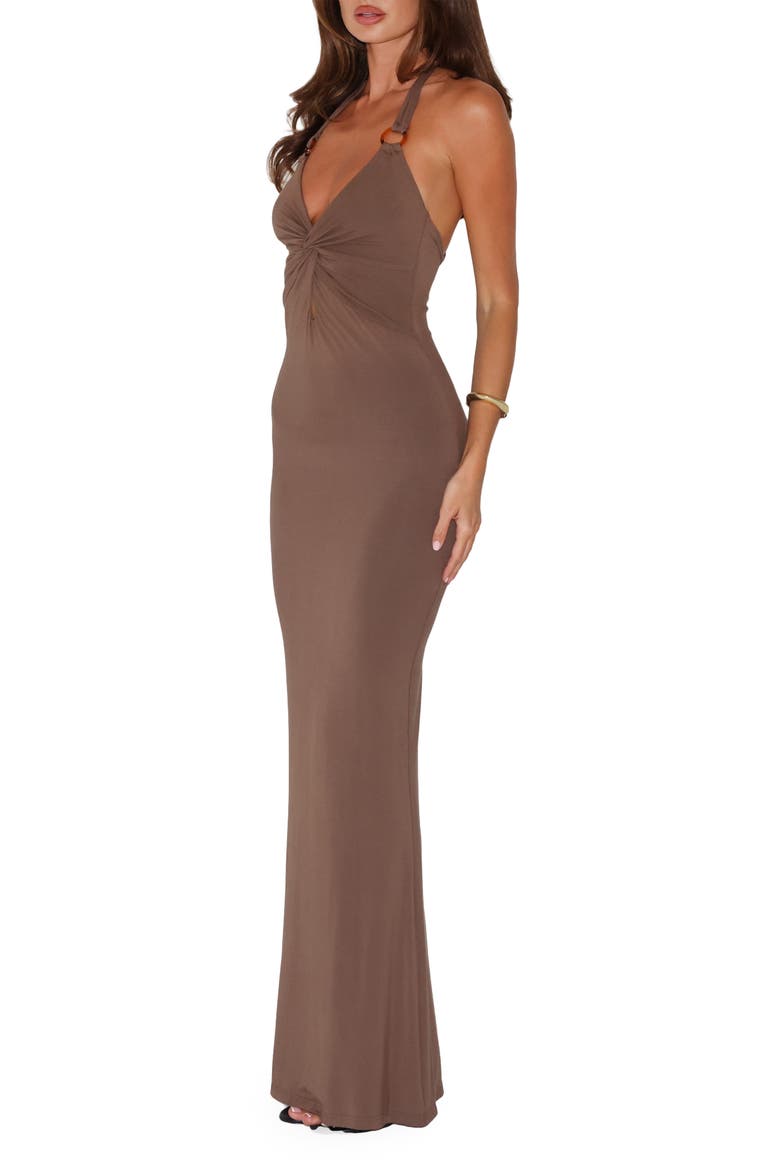 Zeneva Twist Front Maxi Dress, Alternate, color, MUSHROOM