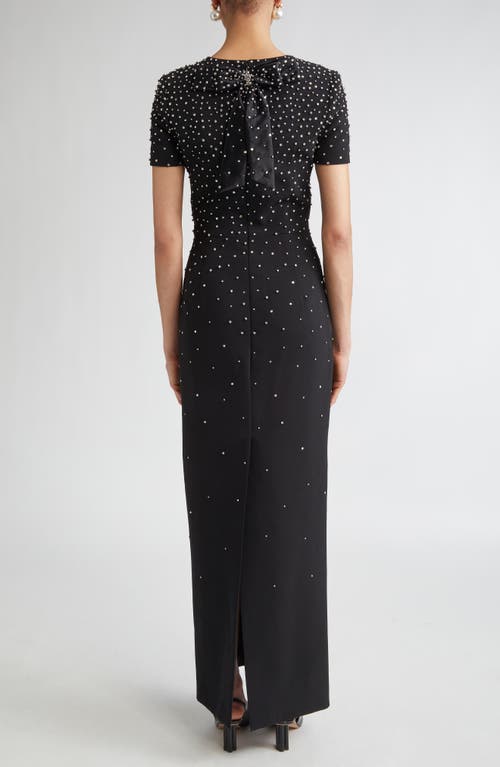 Carolina Herrera Crystal Embellished Stretch Crepe Column Gown In Black