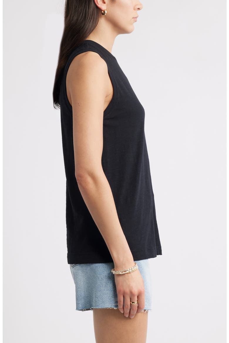Sleeveless Cotton Blend Crewneck T-Shirt, Alternate, color, BLACK