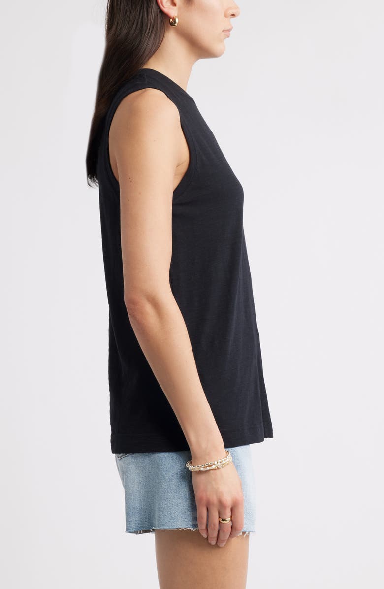Caslon<sup>®</sup> Sleeveless Cotton Blend Crewneck T-Shirt, Alternate, color, Black