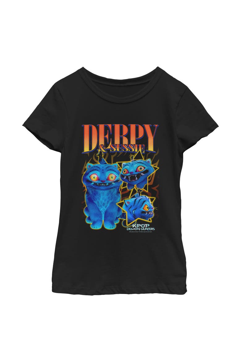 Girl's KPop Demon Hunters Derpy and Sussie Friends  Graphic T-Shirt, Main, color, Black