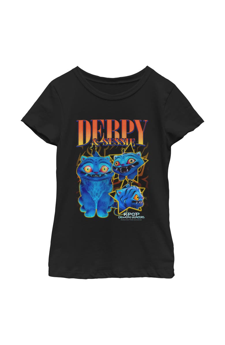 KPop Demon Hunters Girl's KPop Demon Hunters Derpy and Sussie Friends  Graphic T-Shirt, Main, color, Black