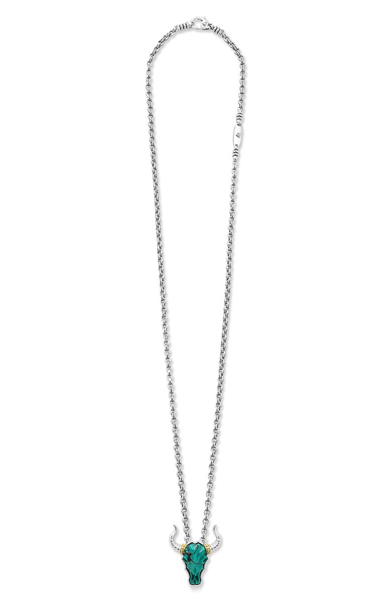 LAGOS Men's Anthem Bull Pendant Necklace, Alternate, color, Turquoise