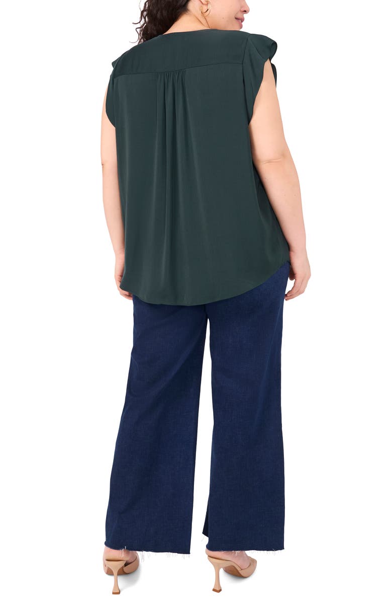 Vince Camuto Ruffle Shoulder Sleeveless Blouse, Alternate, color, Forest Night