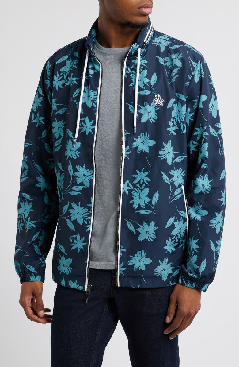 Original Penguin Rec Ratner Floral Water Resistant Jacket, Main, color, 