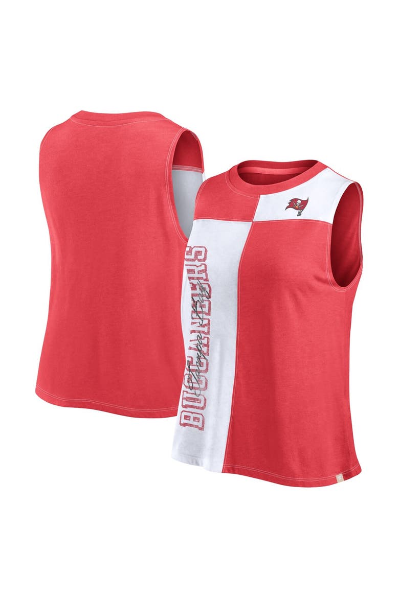 Women's Fanatics Branded Red/White Tampa Bay Buccaneers Script Color Block Tank Top, Main, color, Red