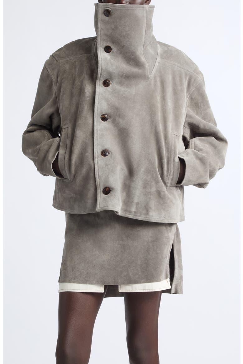 Asymmetric Suede Jacket, Main, color, STEEL