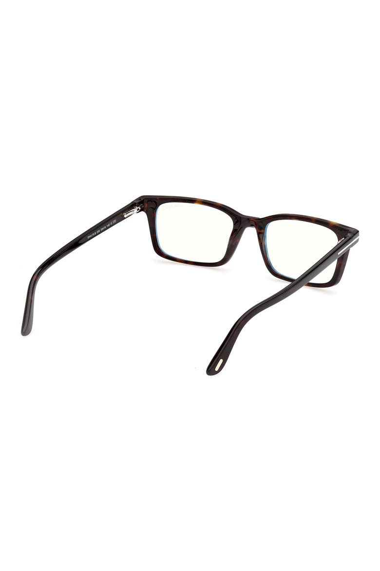 53mm Rectangular Blue Light Blocking Glasses with Clip-On Sun Lens, Alternate, color, SHINY DARK HAVANA WITH ROSE G