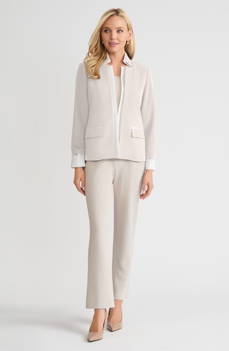 Ming Wang Tailored Two-Toned Stretch Deco Crepe Blazer, Alternate, color, Limestone/White