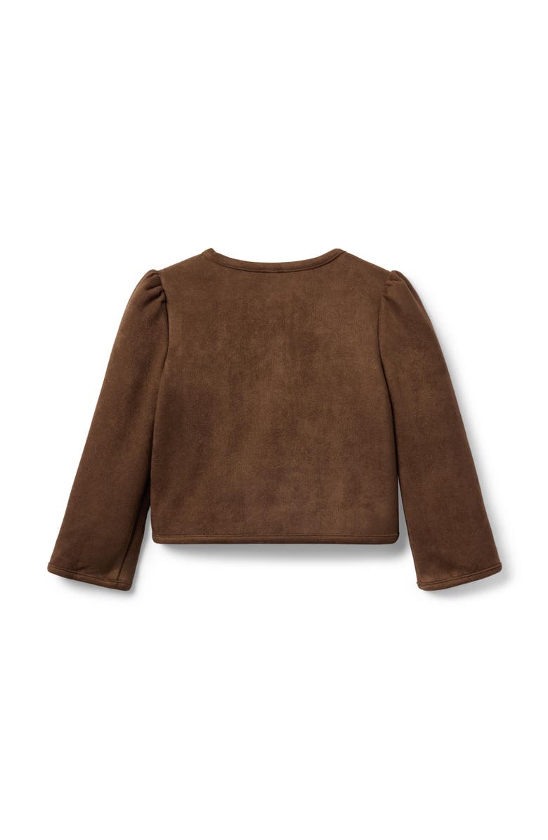 Janie and Jack The Sueded Puff Sleeve Jacket, Alternate, color, Brown