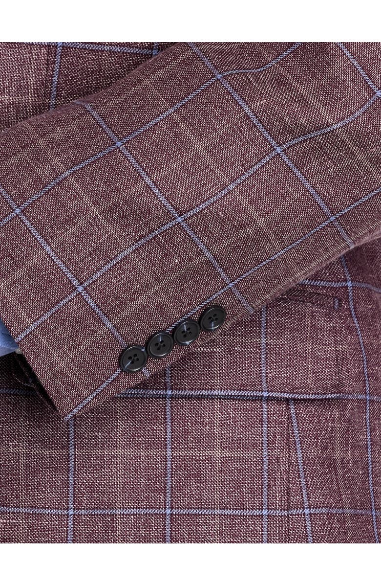 Oak Hill Premium by DXL Big & Tall Windowpane Sport Coat, Alternate, color, Berry