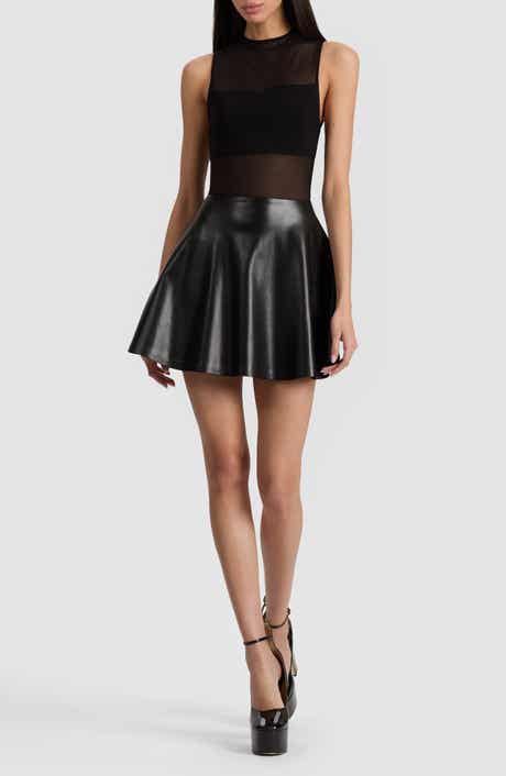 Mesh & Faux Leather Minidress