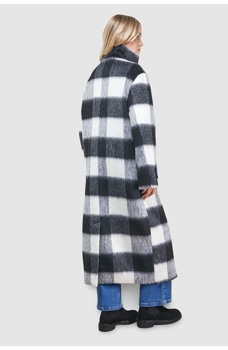 Oasis Brushed Check Funnel Neck Coat, Alternate, color, Black