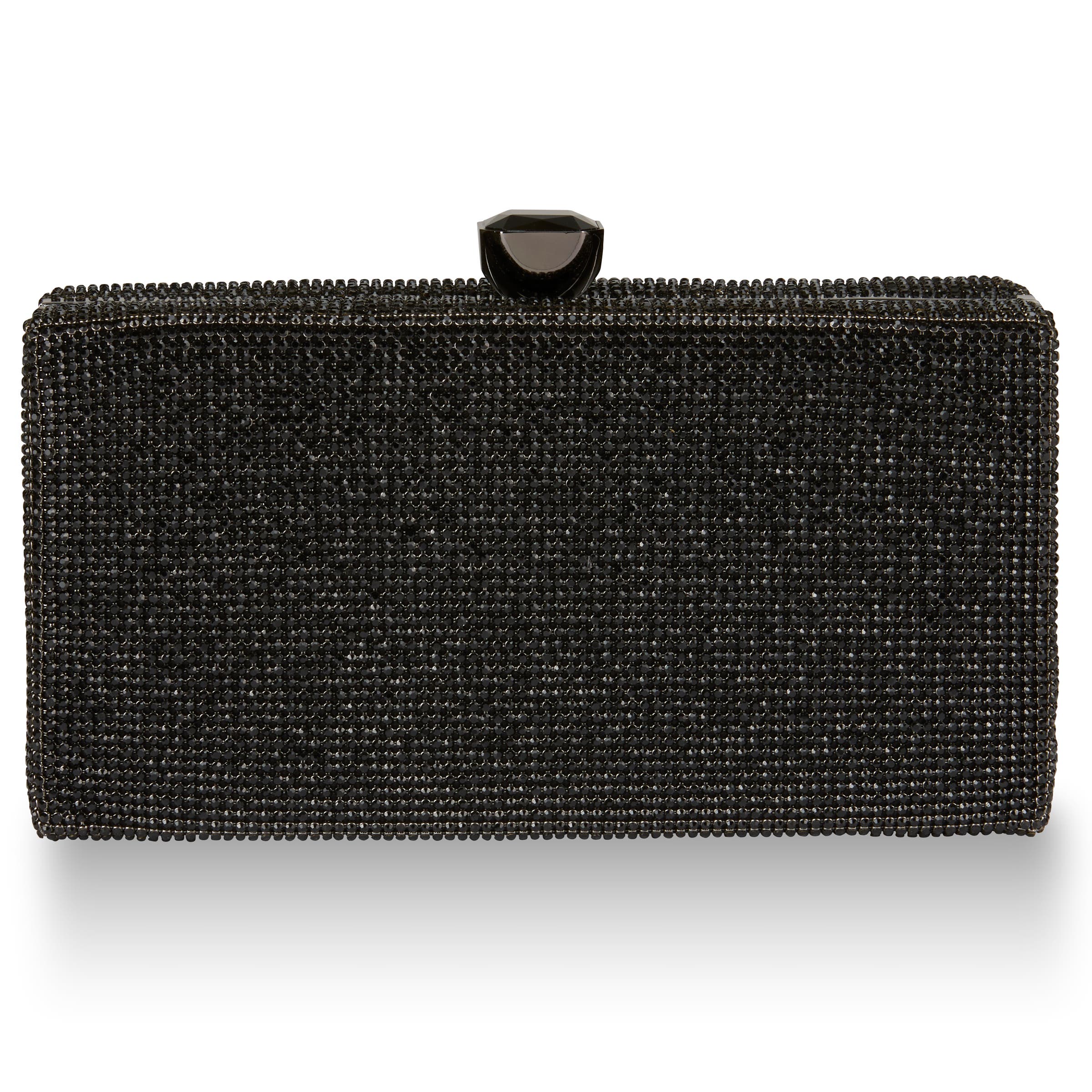 Whiting & Davis Olivia Crystal Top Minaudiere, Main, color, Black