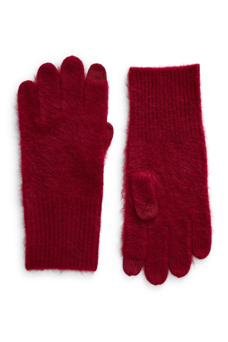Brushed Cashmere Tech Gloves, Main, color, RED RUMBA
