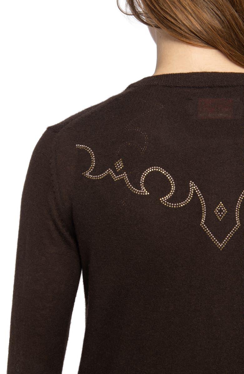 Zadig & Voltaire Missya West Strass Rhinestone Cardigan, Alternate, color, Dark Chocolate