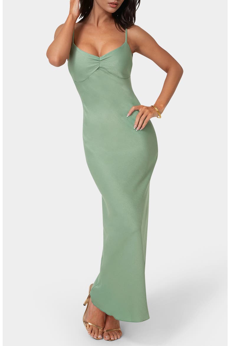 Draped Back Crepe Maxi Slipdress, Main, color, SAGE