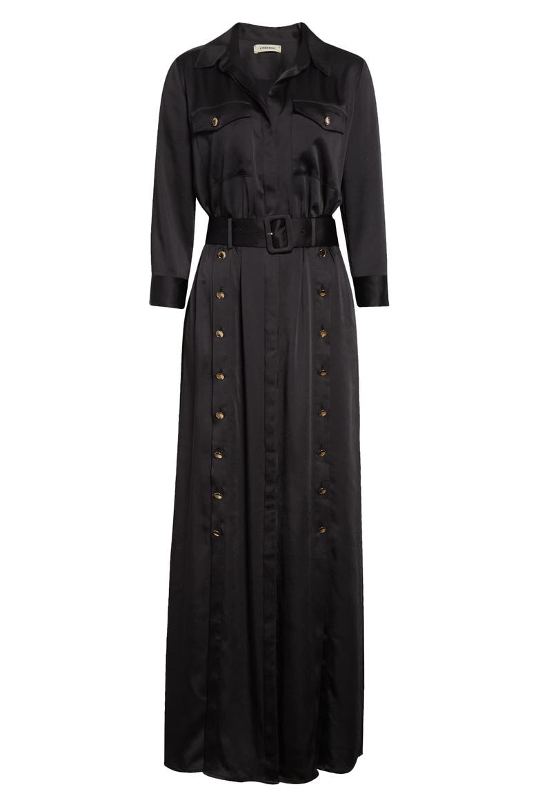 Uriah Button Belted Maxi Shirtdress, Alternate, color, BLACK
