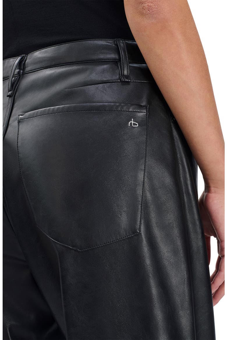 Phoebe Faux Leather Drawstring Wide Leg Pants, Alternate, color, BLACK