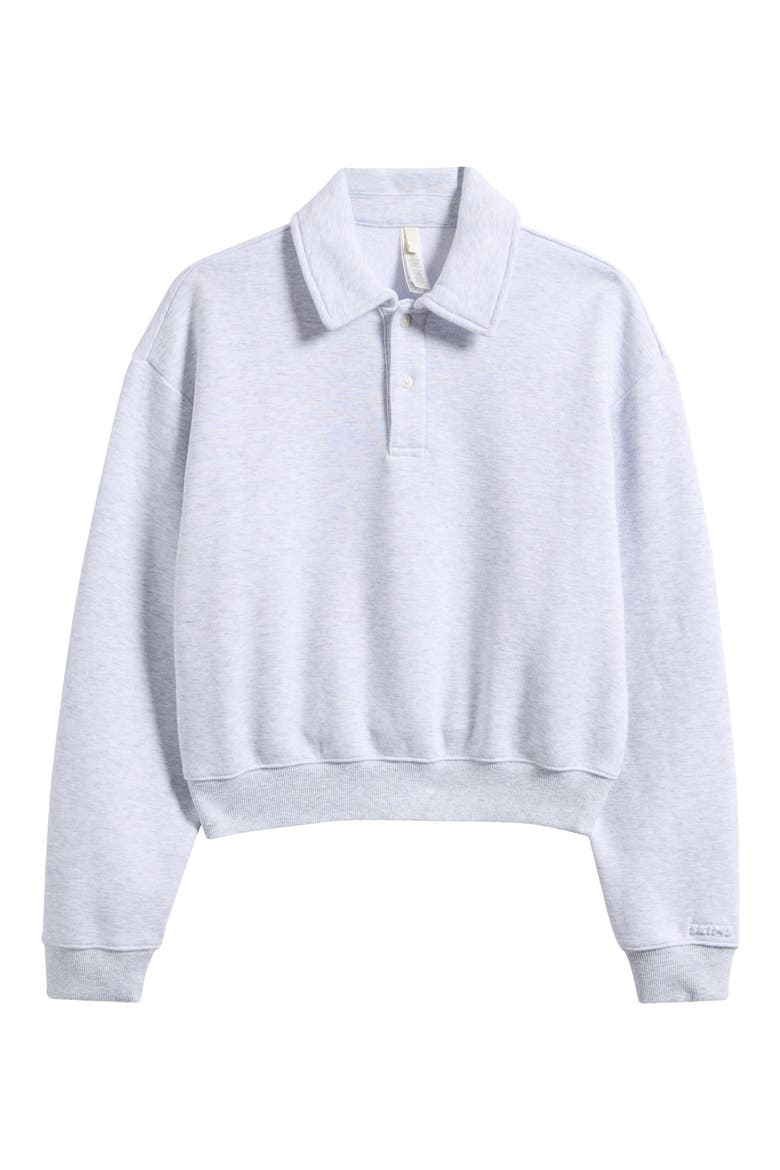 Cotton Fleece Blend Polo Sweatshirt, Alternate, color, LIGHT HEATHER GREY