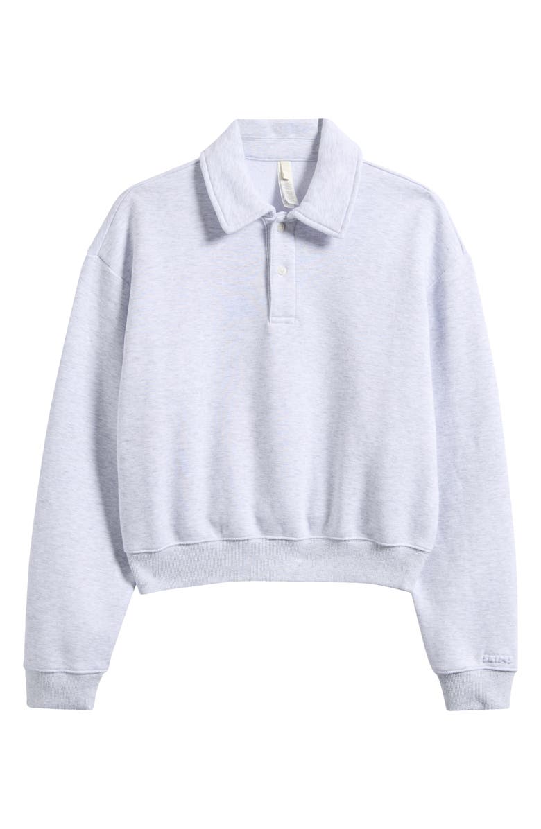 SKIMS Cotton Fleece Blend Polo Sweatshirt, Alternate, color, Light Heather Grey