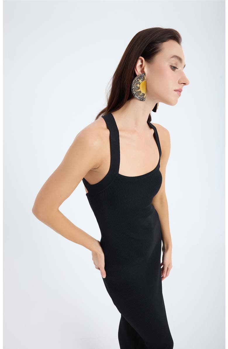 Monlicia Azura Knit Crisscross Back Bodycon Midi Dress, Alternate, color, Black