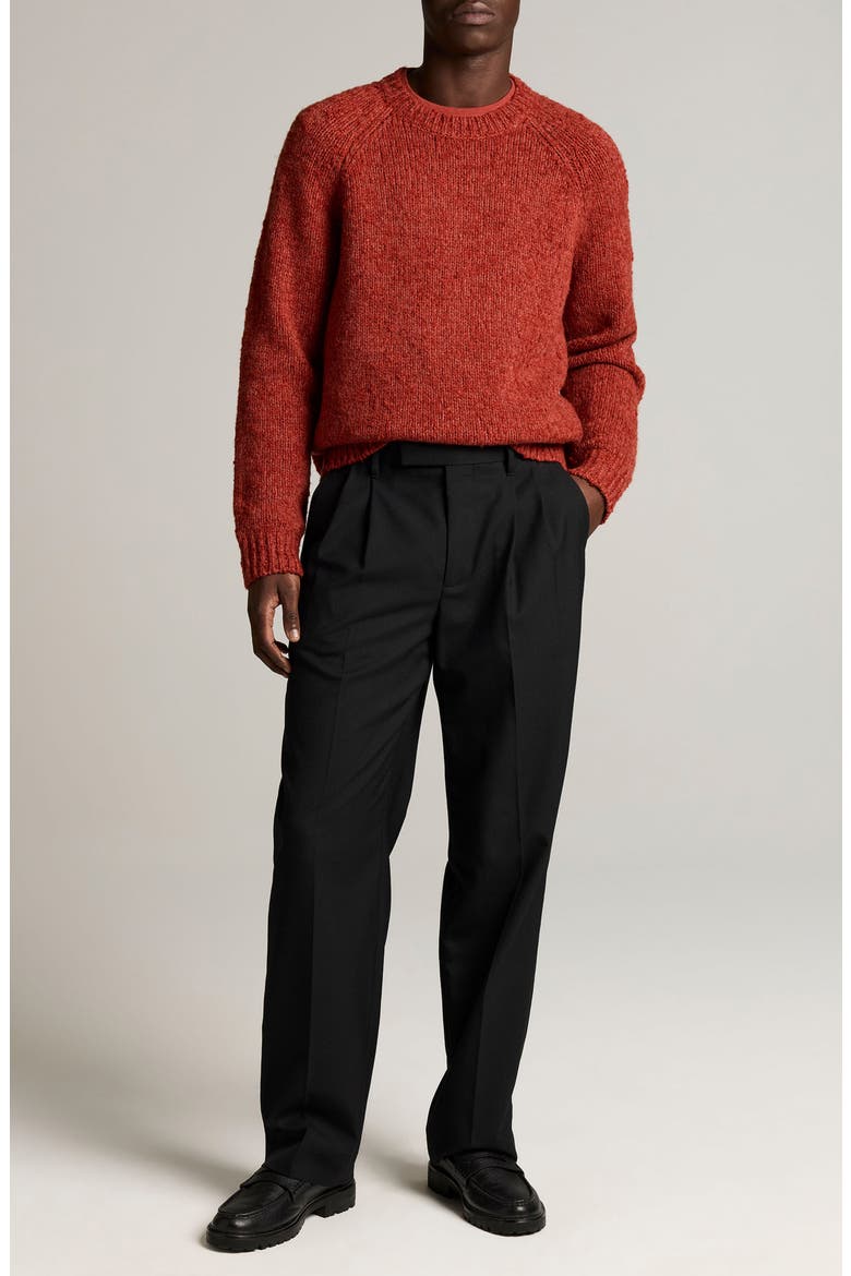 Louie Double Pleated Refined Twill Trousers, Alternate, color, BLACK