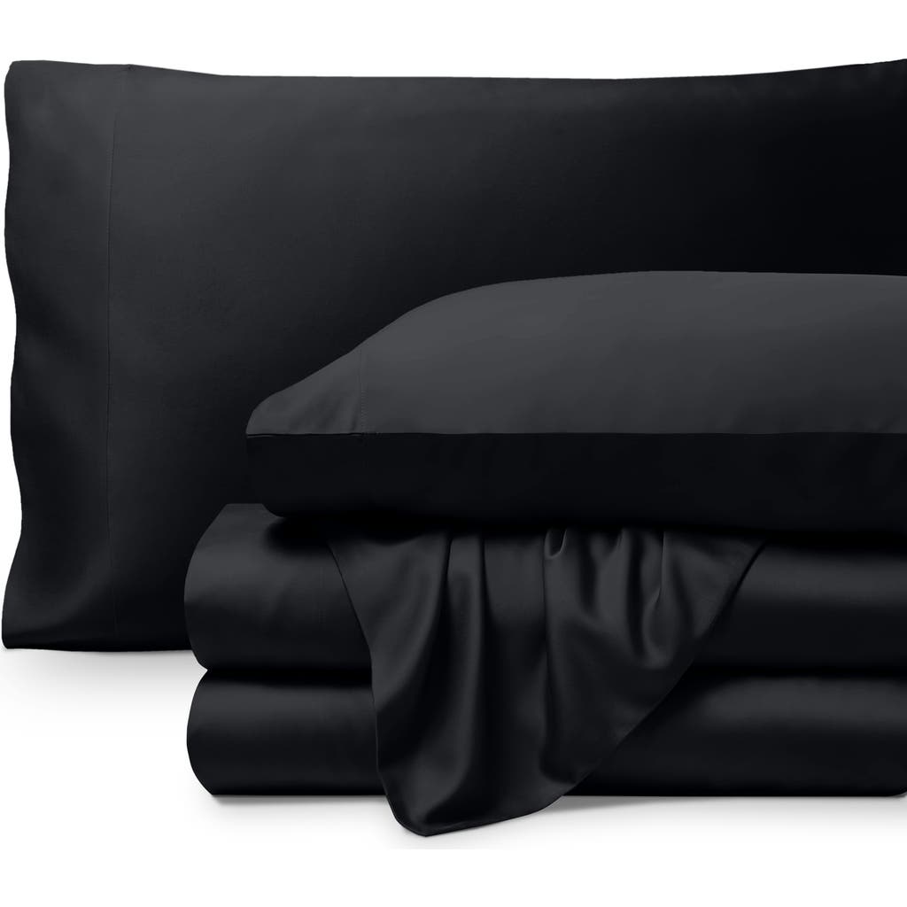 Bare Home Cooling Rayon Sheet Set In Black